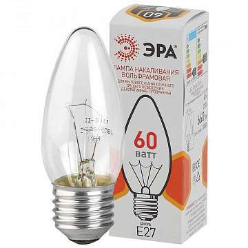 Лампа накаливания ЭРА E27 60W 2700K прозрачная ДС 60-230-E27-CL