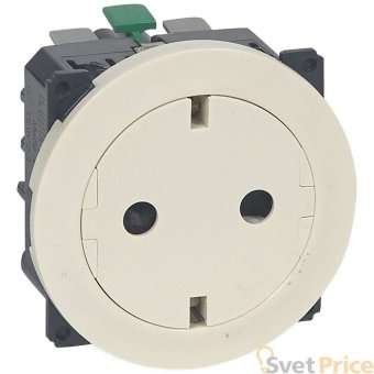 Розетка 2К+З Legrand Celiane 16A 230V с/з со шторками безвинтовой зажим немецкий стандарт слоновая кость 067169