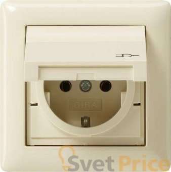 Розетка Gira Standard 55 Schuko с/з с крышкой 16A 250V безвинтовой зажим кремовый глянцевый 115701