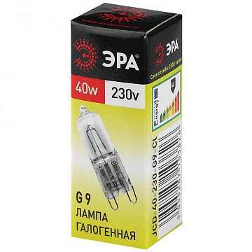 Лампа галогенная ЭРА G9 40W 2700K прозрачная G9-JCD-40-230V-CL