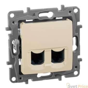Розетка компьютерная 2хRJ45 Legrand Etika 5 кат UTP слоновая кость 672355