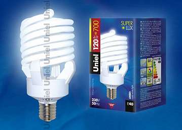 Лампа энергосберегающая Uniel (07180) E27 120W 6400K спираль матовая ESL-S23-120/6400/E27