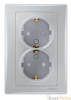 Розетка двойная Schneider Electric Sedna с/з со шторками 16A 250V SDN3000760