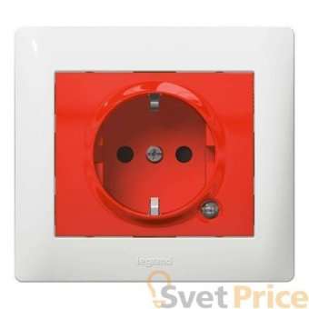 Розетка 2К+З Legrand Galea Life 16A 250V с/з со шторками подсветкой красная 771046