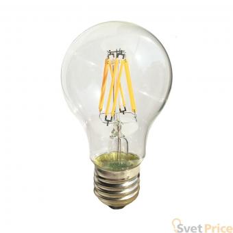 Лампа светодиодная E27 8W шар прозрачный 056-861