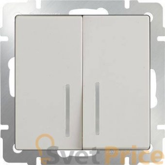 Выключатель двухклавишный с подсветкой слоновая кость WL03-SW-2G-LED-ivory 4690389059285