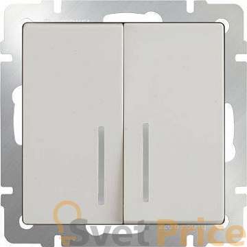 Выключатель двухклавишный с подсветкой слоновая кость WL03-SW-2G-LED-ivory 4690389059285