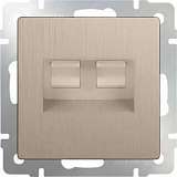 Розетка телефонная RJ-11 и Ethernet RJ-45 шампань рифленая WL10-RJ11-45 4690389085222