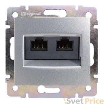 Розетка компьютерная 2хRJ45 Legrand Valena 6 кат FTP на винтах алюминий 770233