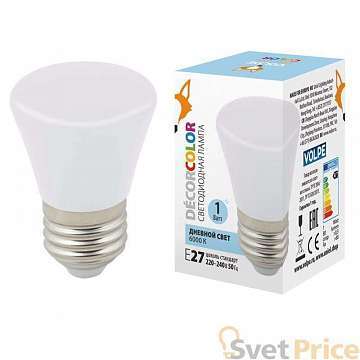 Лампа декоративная светодиодная (UL-00005804) Volpe E27 1W 6000K матовая LED-D45-1W/6000K/E27/FR/С BELL