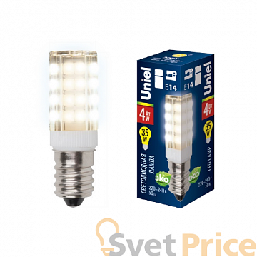 Лампа светодиодная (UL-00000179) E14 4W 3000K кукуруза прозрачная LED-Y16-4W/WW/E14/CL PLZ04WH