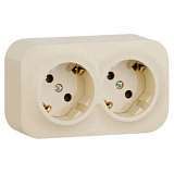 Розетка 2х2К+З Legrand Quteo 16A 250V с/з со шторками слоновая кость 782253