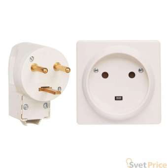 Комплект розетка вилка 2К+З Legrand Quteo 32А 400V с/з со шторками белый 782222