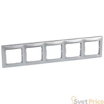 Рамка 5-постовая Legrand Valena алюминий/серебряный штрих 770355