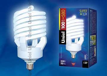 Лампа энергосберегающая (07178) Uniel E27 100W 6400K матовая ESL-S23-100/6400/E27