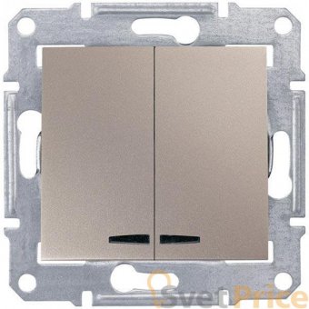 Выключатель двухклавишный с синей подсветкой Schneider Electric Sedna 10A 250V SDN0300368