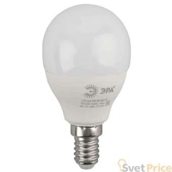 Лампа светодиодная ЭРА E14 9W 6000K матовая LED P45-9W-860-E14
