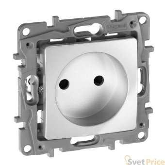 Розетка 2К Legrand Etika 16A 250V б/з со шторками винтовой зажим алюминий 672434