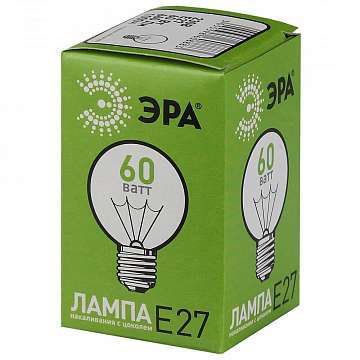 Лампа накаливания ЭРА E27 60W 2700K прозрачная ЛОН ДШ60-230-E27-CL