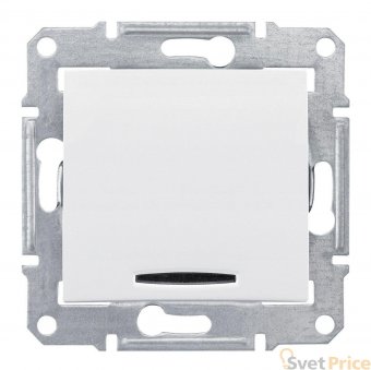 Выключатель кнопочный с синей подсветкой Schneider Electric Sedna 10A 250V SDN1600121
