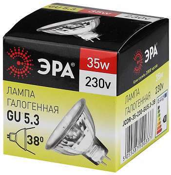 Лампа галогенная ЭРА GU5.3 35W 2700K прозрачная GU5.3-JCDR (MR16) -35W-230V-CL
