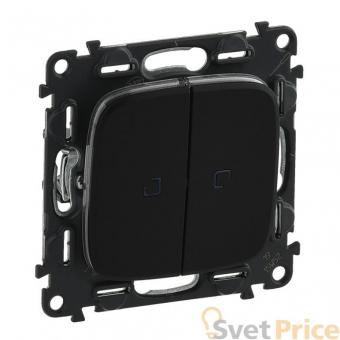 Переключатель двухклавишный Legrand Valena Allure 10А 250В с подсветкой антрацит 752919