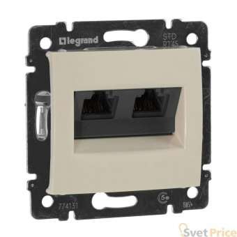 Розетка компьютерная 2хRJ45 Legrand Valena 5e кат UTP с захватами слоновая кость 774131