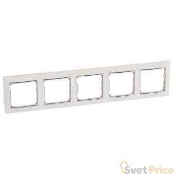 Рамка 5-постовая Legrand Valena белая/серебряный штрих 770495