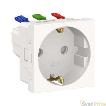 Розетка Schneider Electric Unica New Modular с/з со шторками 16A 250V NU305718