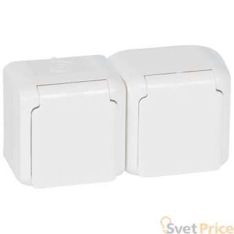 Розетка 2х2К+З Legrand Quteo 16A 250V с/з со шторками крышкой белая 782323