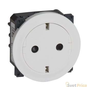 Розетка 2К+З Legrand Celiane 16A 230V с/з со шторками безвинтовой зажим немецкий стандарт белая 067166
