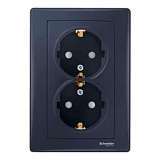 Розетка двойная Schneider Electric Sedna с/з со шторками SDN3000770