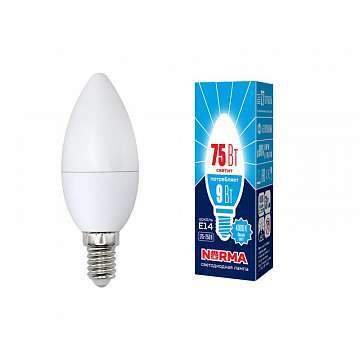 Лампа светодиодная (UL-00003803) E14 9W 4000K матовая LED-C37-9W/NW/E14/FR/NR