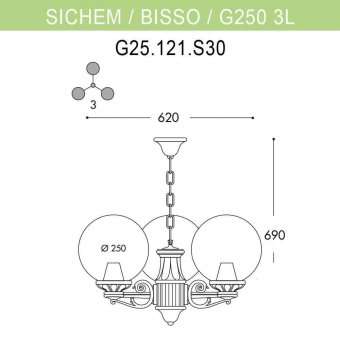 Уличный подвесной светильник Fumagalli Sichem/Bisso/G250 3L G25.120.S30.BZE27