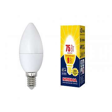 Лампа светодиодная (UL-00003804) E14 9W 3000K матовая LED-C37-9W/WW/E14/FR/NR