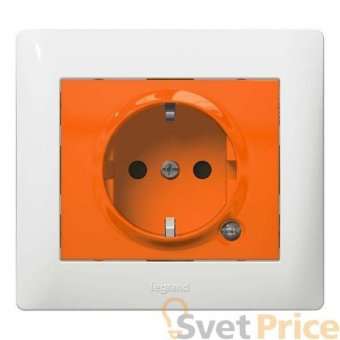Розетка 2К+З Legrand Galea Life 16A 250V с/з со шторками подсветкой оранжевая 771045