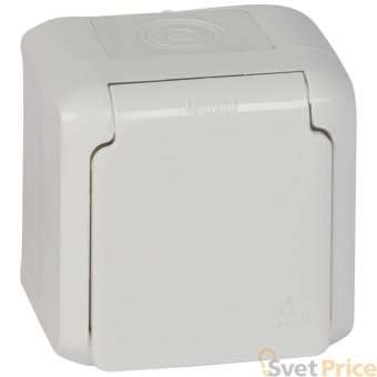 Розетка 2К+З Legrand Quteo 16A 250V с/з со шторками крышкой белая 782321