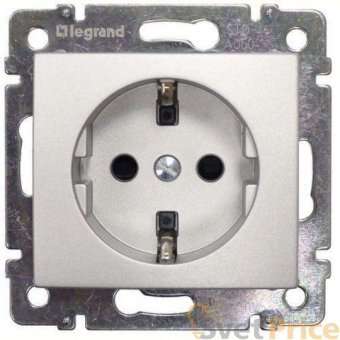 Розетка 2К+3 Legrand Valena 16A 250V с/з со шторками безвинтовой зажим алюминий 770211