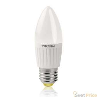 Лампа светодиодная Voltega E27 6.5W 4000К свеча матовая VG1-C2E27cold6W 4689