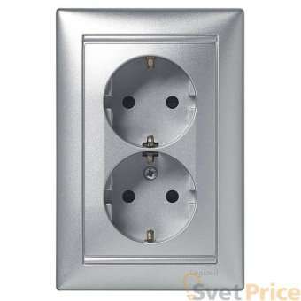 Розетка 2x2К+З Legrand Valena 16A 250V с/з винтовой зажим алюминий 770100