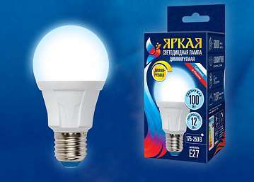 Лампа светодиодная диммируемая (UL-00004288) Uniel E27 12W 6500K матовая LED-A60 12W/6500K/E27/FR/DIM PLP01WH