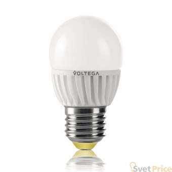 Лампа светодиодная Voltega E27 6.5W 2800К шар матовый VG1-G2E27warm6W 4695