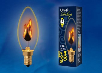 Лампа декоративная (UL-00002981) E14 3W золотистая IL-N-C35-3/RED-FLAME/E14/CL