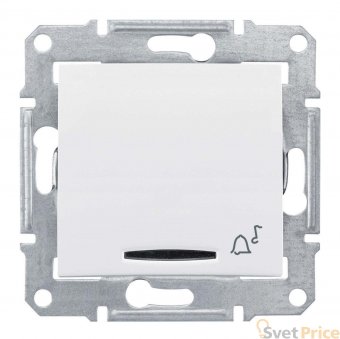 Выключатель кнопочный с синей подсветкой Звонок Schneider Electric Sedna 10A 250V SDN1700121