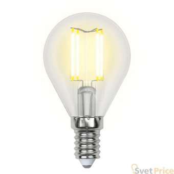 Лампа светодиодная филаментная (UL-00002207) Uniel E14 6W 4000K прозрачная LED-G45-6W/NW/E14/CL GLA01TR