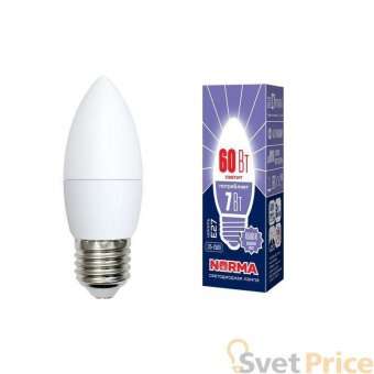 Лампа светодиодная (UL-00003797) E27 7W 6500K матовая LED-C37-7W/DW/E27/FR/NR