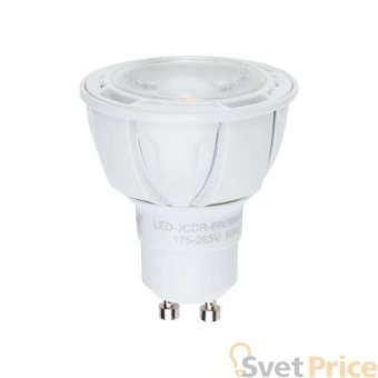 Лампа светодиодная диммируемая (UL-00003990) Uniel GU10 6W 3000K матовая LED-JCDR 6W/WW/GU10/FR/DIM PLP01WH