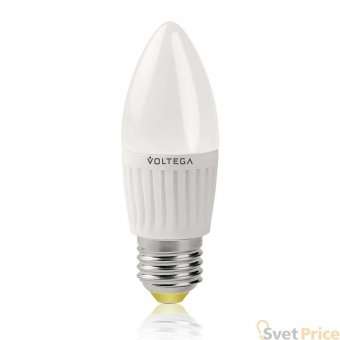 Лампа светодиодная Voltega E27 6.5W 2800К свеча матовая VG1-C2E27warm6W 4690