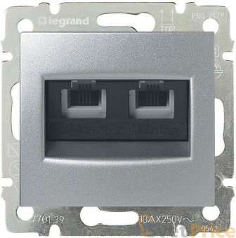 Розетка телефонная 2хRJ11 Legrand Valena алюминий 770139