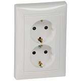 Розетка 2x2К+З Legrand Valena 16A 250V с/з со шторками винтовой зажим белая 774427